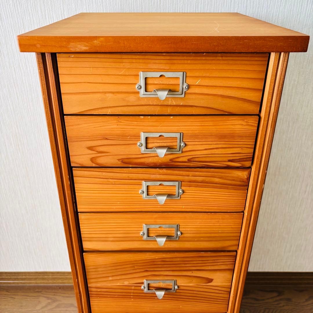 スリムチェスト 7段 木製 引き出し ナチュラル レトロ 北欧風 無垢材風 収納