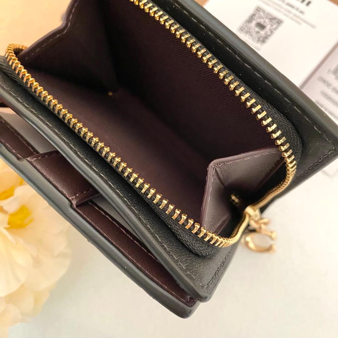 新品　正規品☆COACH コーチ　折り財布　ブラック　クロコダイル　二つ折り財布