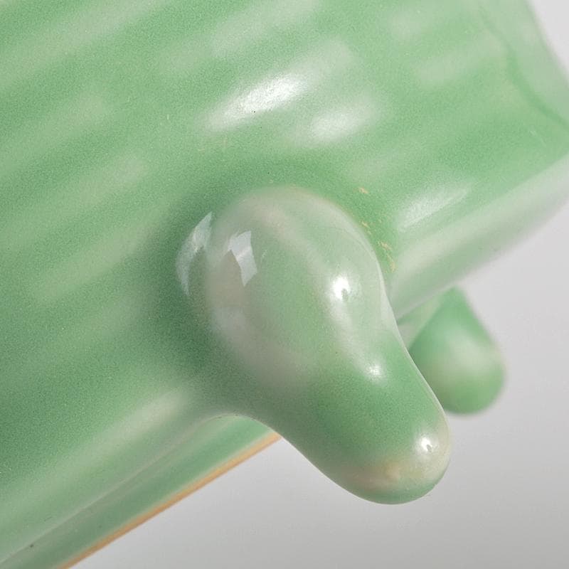 中国　龍泉窯青磁　刻線文三足香炉　N　R7057E