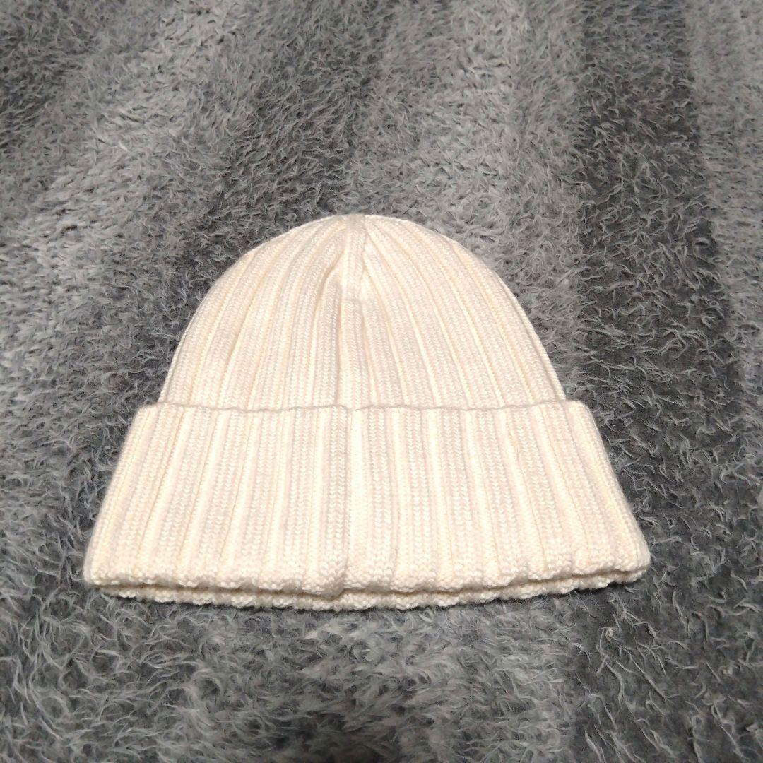 美品 MONCLER ニットキャップ ビーニー シルクホワイト