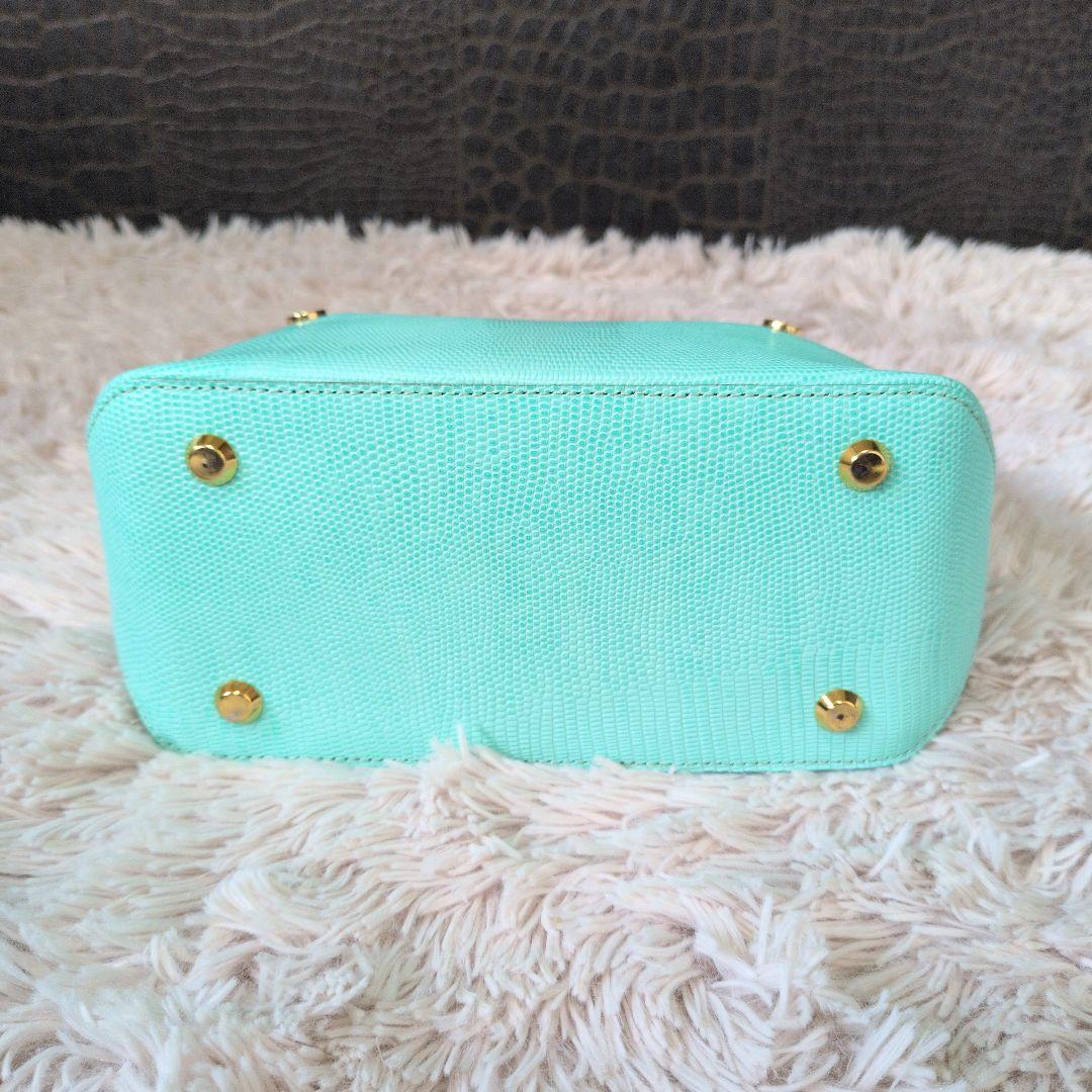 【極美品】PELLE MORBIDA ティファニーブルー 2wayリザード型押し