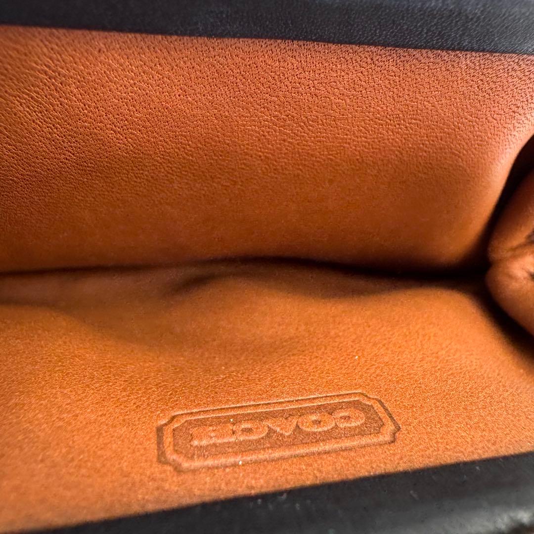 極美品 COACH コーチ がま口財布 小銭入れ ウォレット レザー 黒