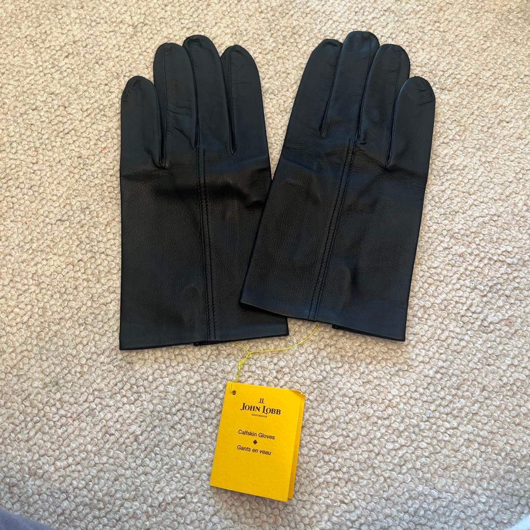 【新品タグ付き】JOHN LOBB ブラックカーフスキンレザー手袋 サイズ9