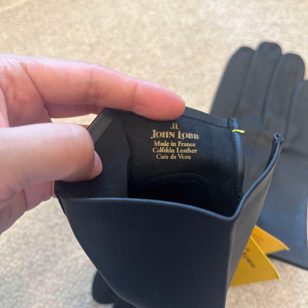 【新品タグ付き】JOHN LOBB ブラックカーフスキンレザー手袋 サイズ9