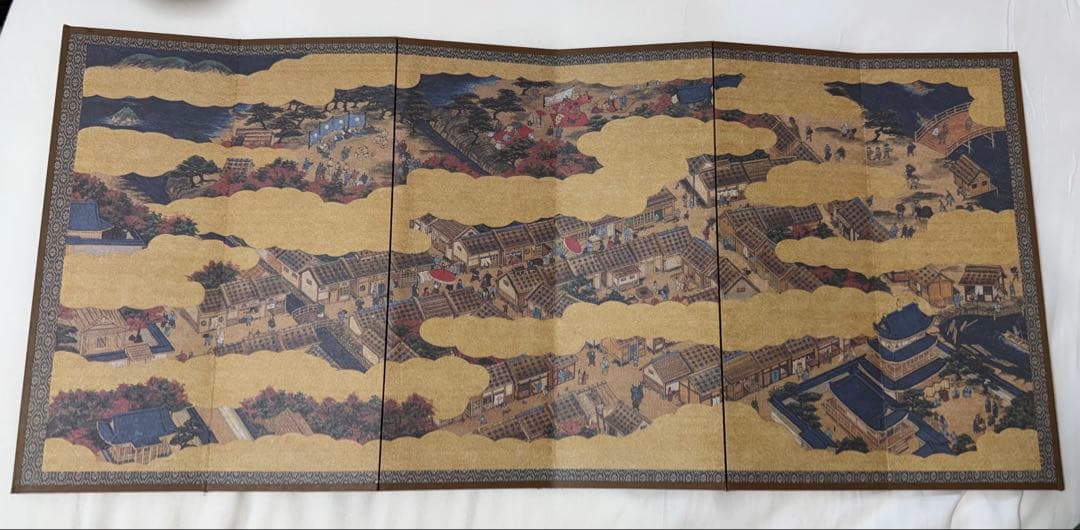 安土 南蛮図屏風 2個セット｜説明書・新聞切り抜き付｜記念複製屏風