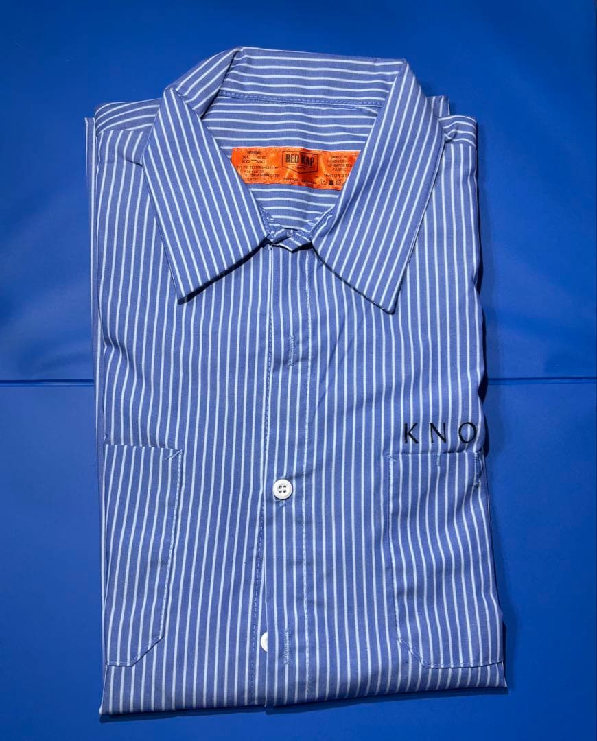 【早い者勝ち】knosis ストライプ ワークシャツ 青 XL 新品未使用