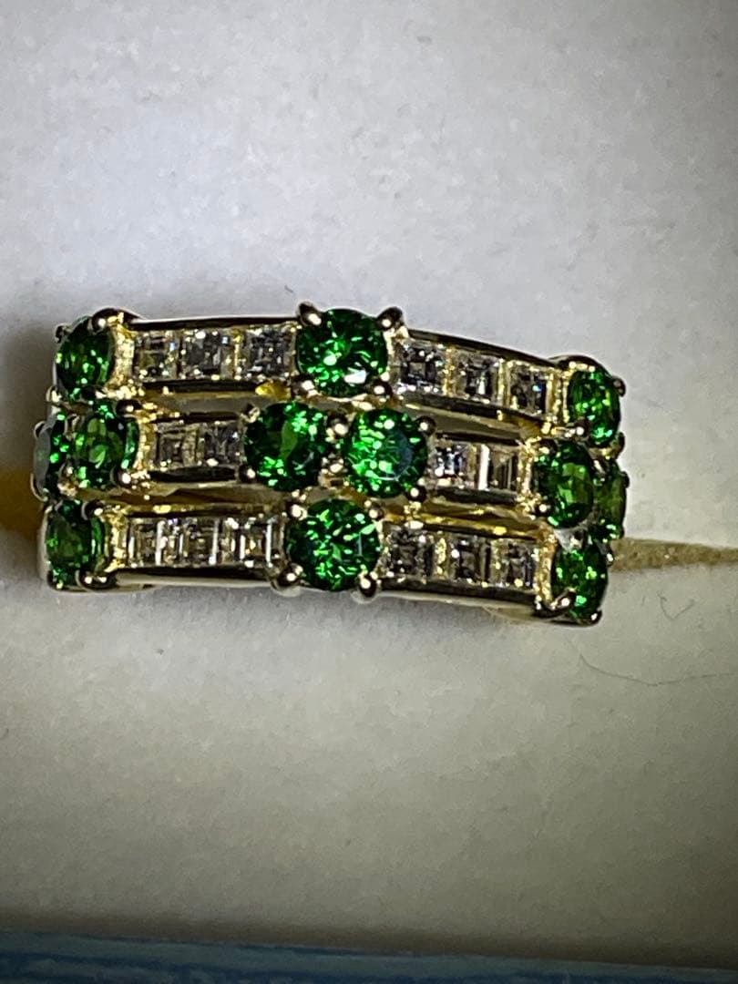 k18グリーンガーネットダイヤモンドリング