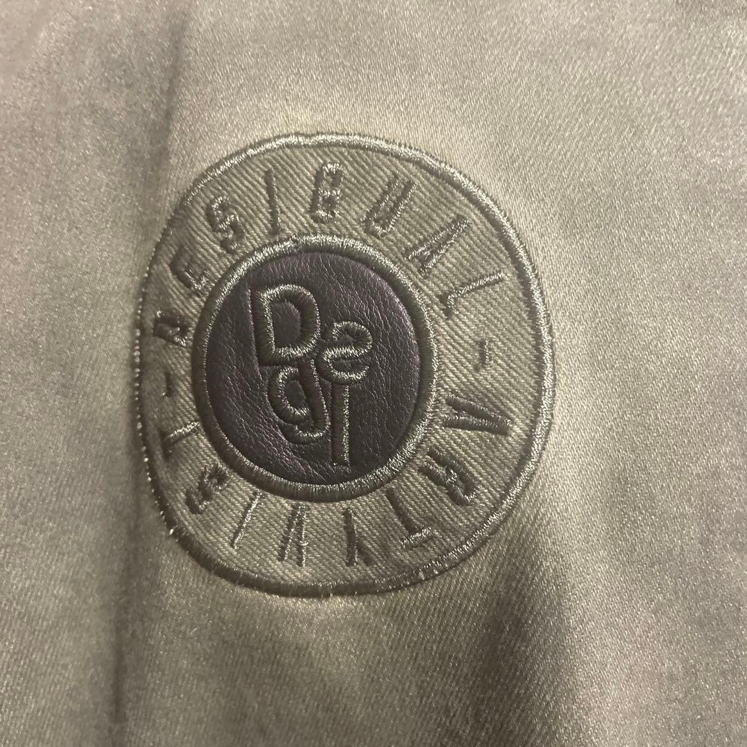 hott:DESIGUALバックレザー刺繍ミリタリーモスグリーンブルゾン