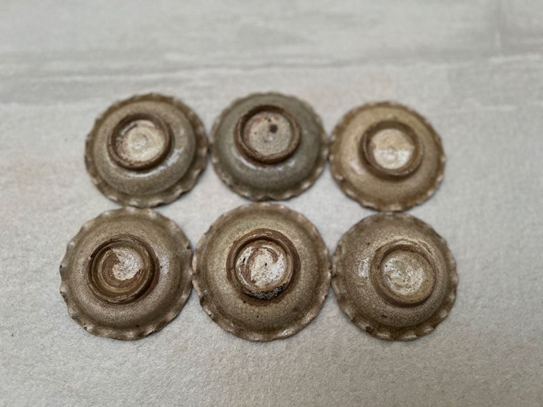 御深井 ひだ皿 豆皿 江戸時代 6枚セット小皿 茶道具 和食器 古陶磁器 骨董品