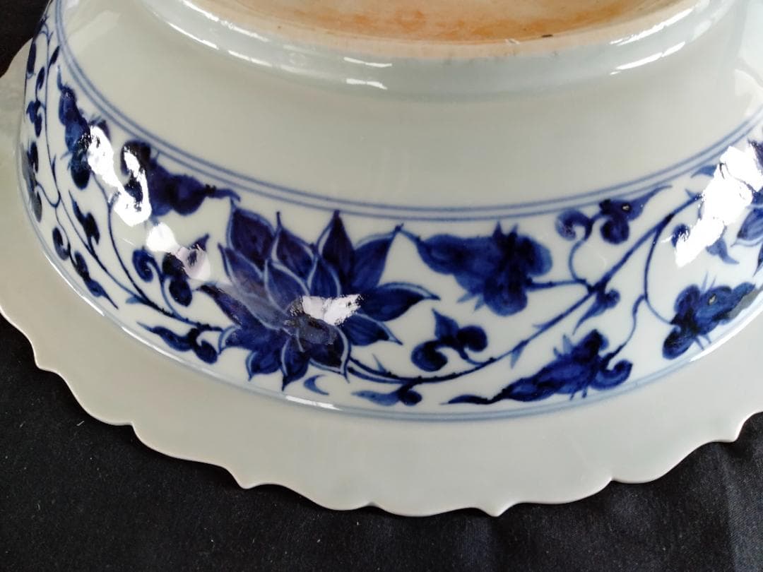 元代　青花桂魚文大皿