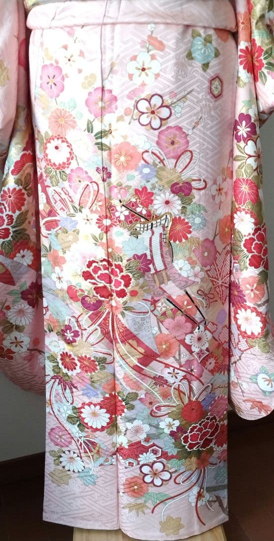 k様　441.花の妖精　振袖7点セット　正絹　フルセット　成人式　可愛いピンク