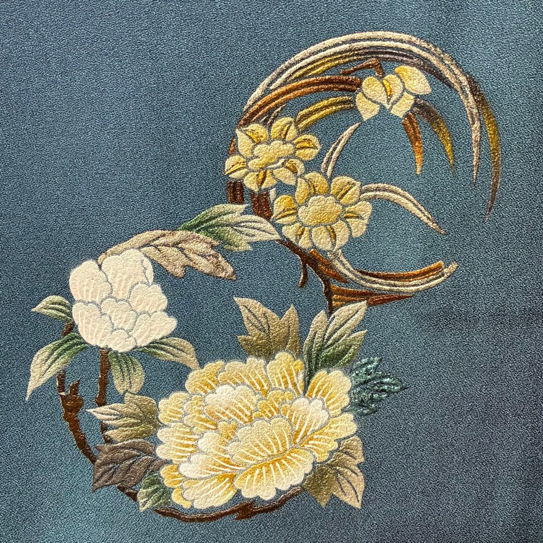 D62 訪問着 花模様 正絹 着物 袷 未使用極美品