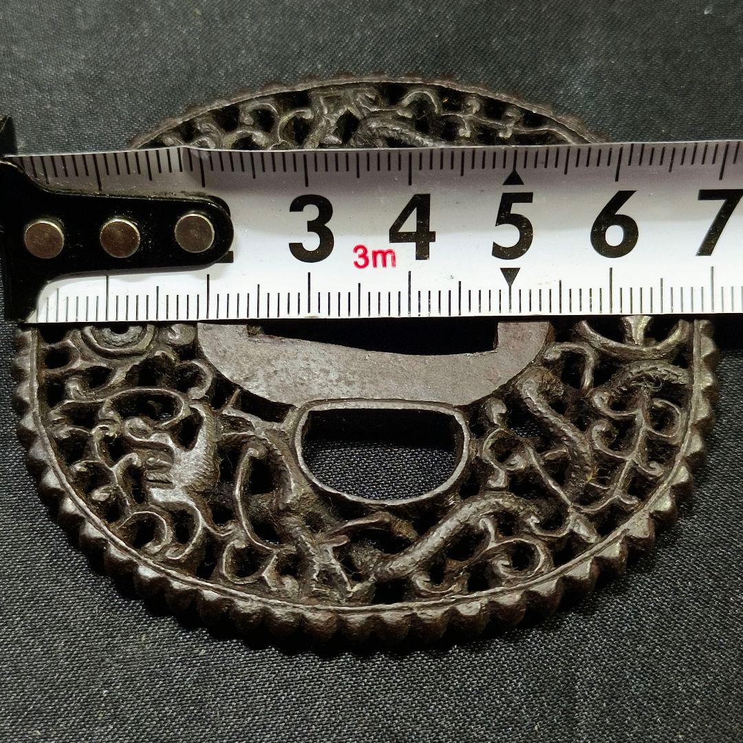 南蛮鍔 刀剣美術 透かし日本刀鍔 鉄地 無銘 江戸骨董 コレクター放出珍品 美品