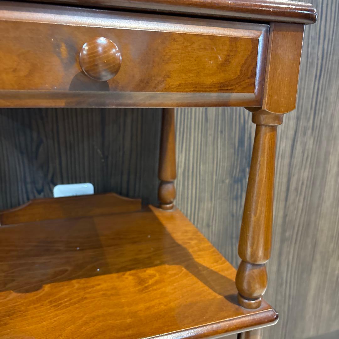 木製電話台 引き出し付き ブラウン