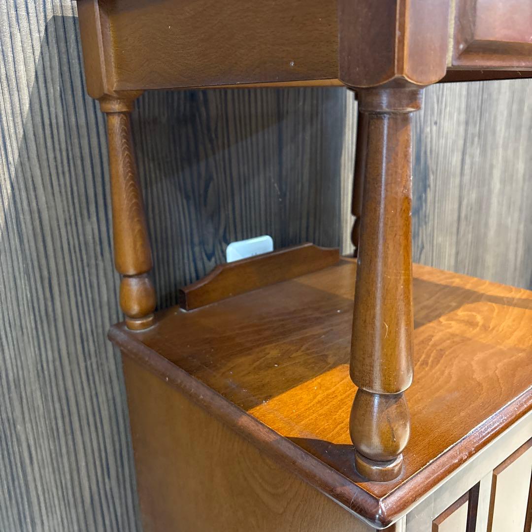 木製電話台 引き出し付き ブラウン