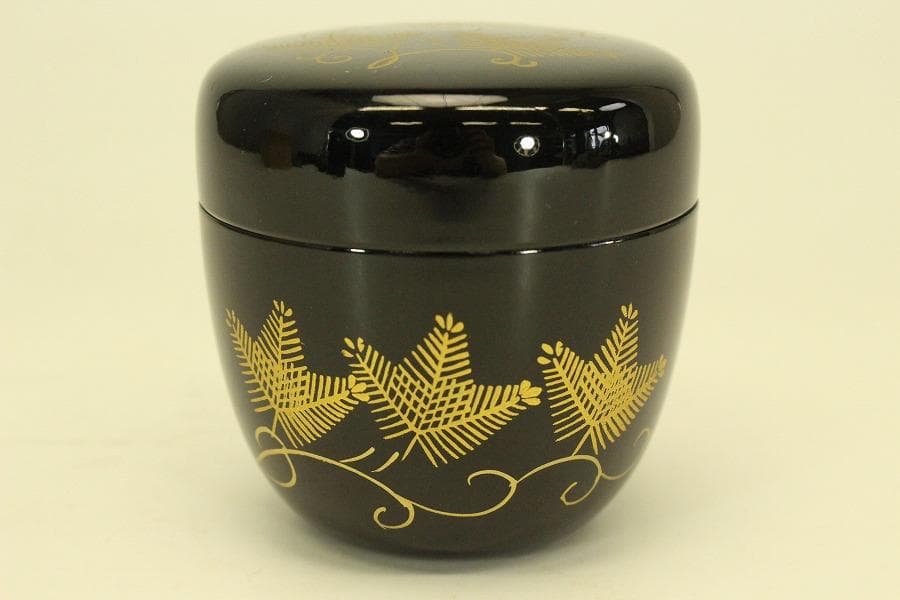 茶道具 シダ蒔絵 棗 お稽古 美品(A950)