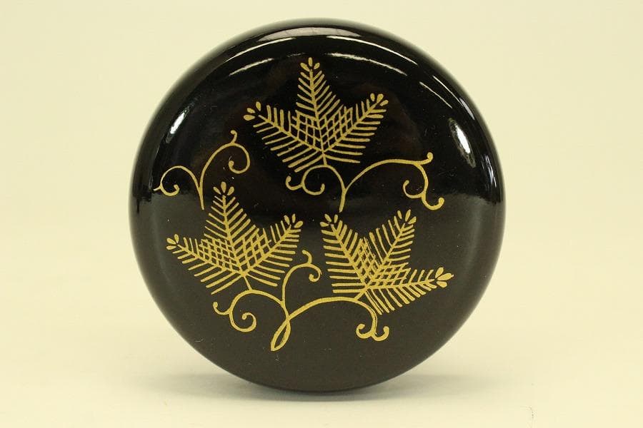 茶道具 シダ蒔絵 棗 お稽古 美品(A950)