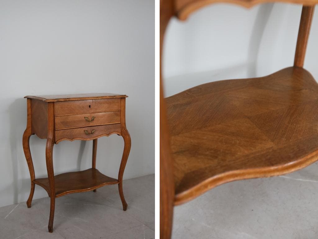 フランスアンティーク◇木製ソーイングテーブル/裁縫箱/机/化粧台(90-2)