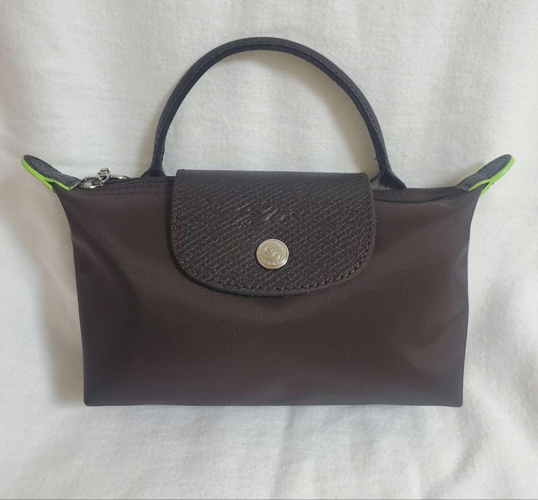 LONGCHAMP / ロンシャン ルプリアージュグリーン ハンドル付きポーチ