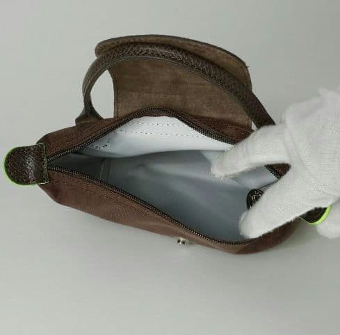 LONGCHAMP / ロンシャン ルプリアージュグリーン ハンドル付きポーチ
