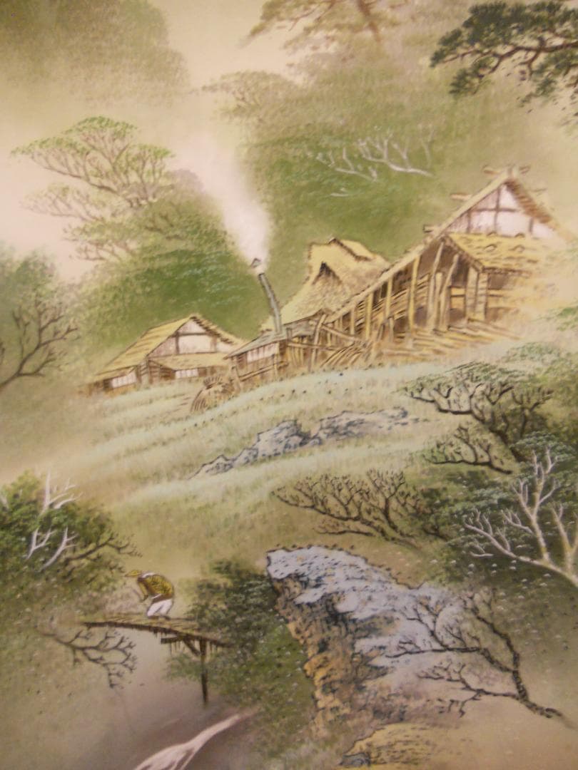 掛け軸 昇岳 深山緑彩 絹本 希少 軸装 茶道具 掛軸 です。