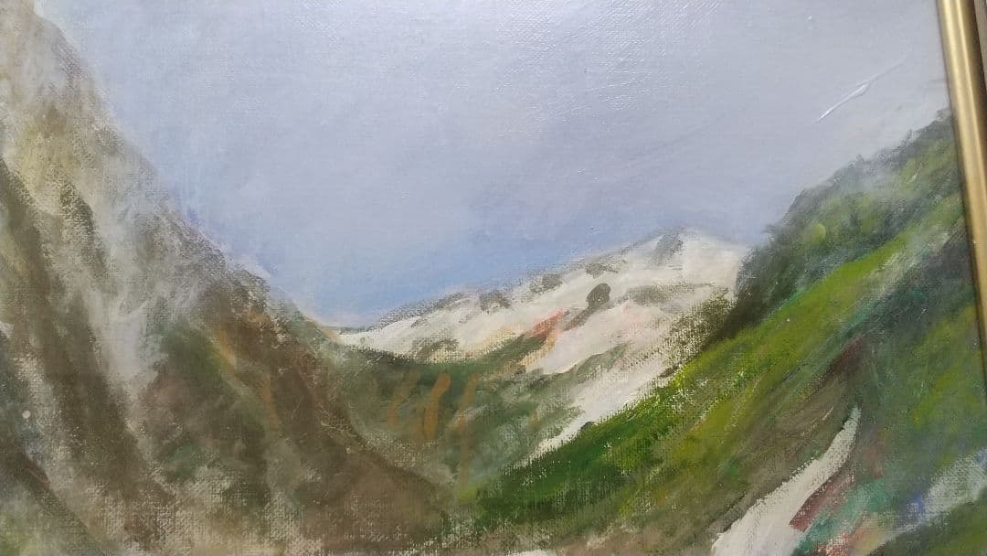 【名作】額縁付き F10号 油絵 白馬 大雪渓