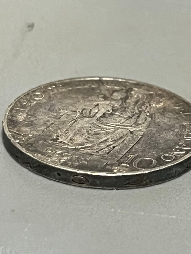 イタリア バチカン 10リラ 銀貨 ピオ6世 未使用 フィレンツェ購入