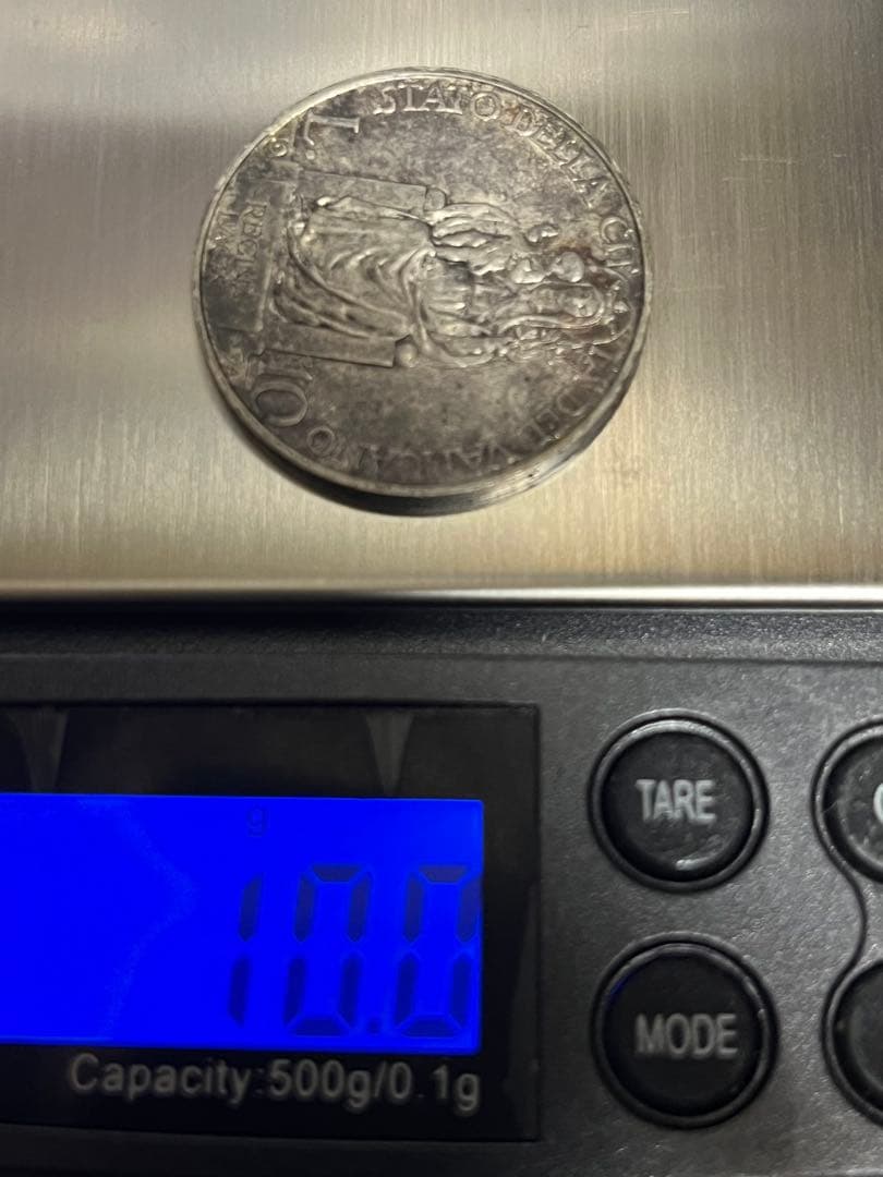 イタリア バチカン 10リラ 銀貨 ピオ6世 未使用 フィレンツェ購入