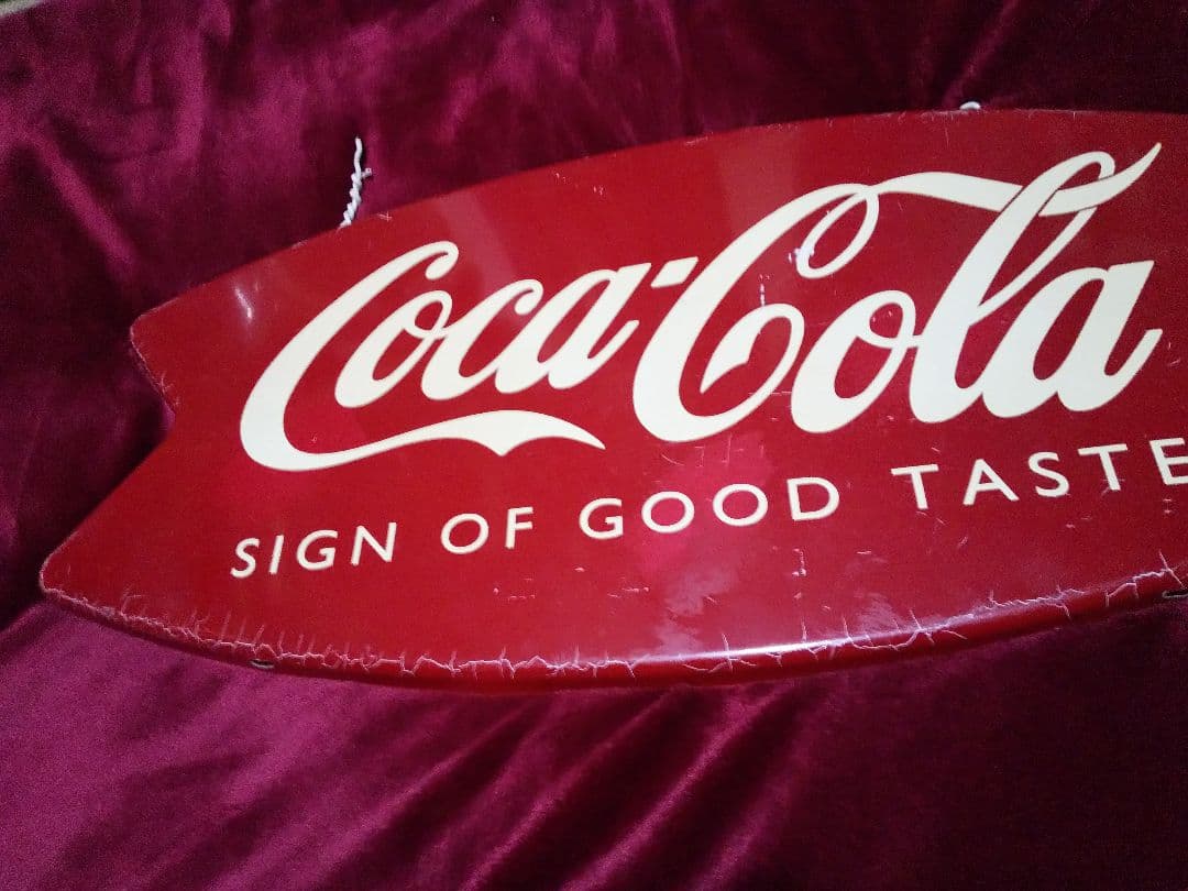 アメリカン雑貨コカコーラメタルサイン看板フィッシュテール型レトロ、アンティーク