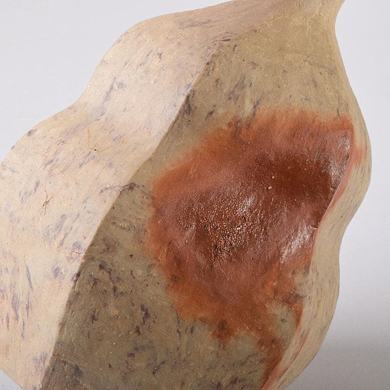 Toshi　備前焼　川端文男作　自然練込　徳利　共布　共箱　V　7597