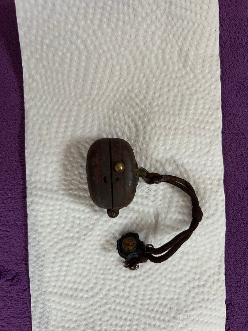 携帯用発火具 江戸時代 火縄銃 根付 方位磁針付き アンティーク 骨董