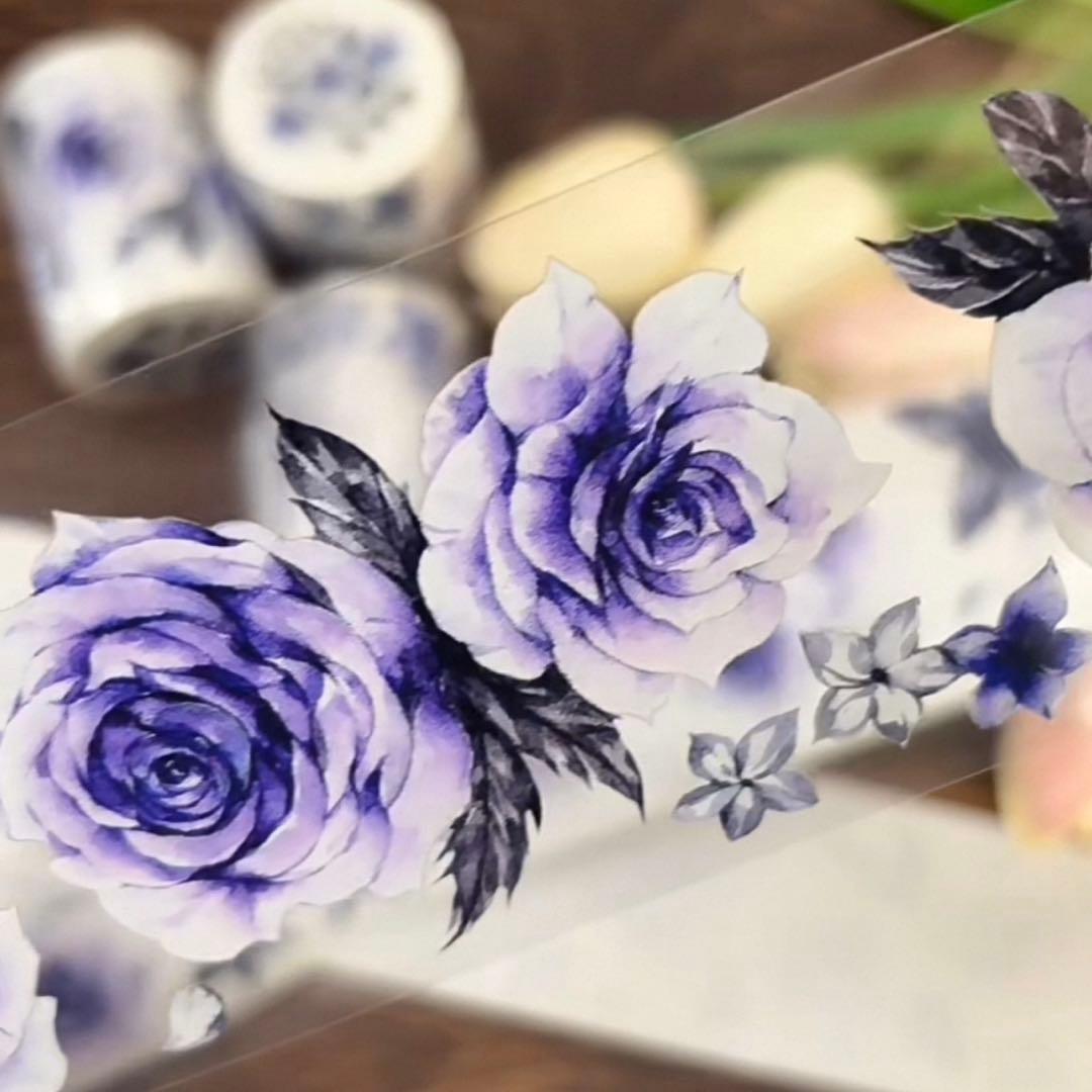 新品　凝夜紫シリーズ　PET亮面マスキングテープ　マステ　6m