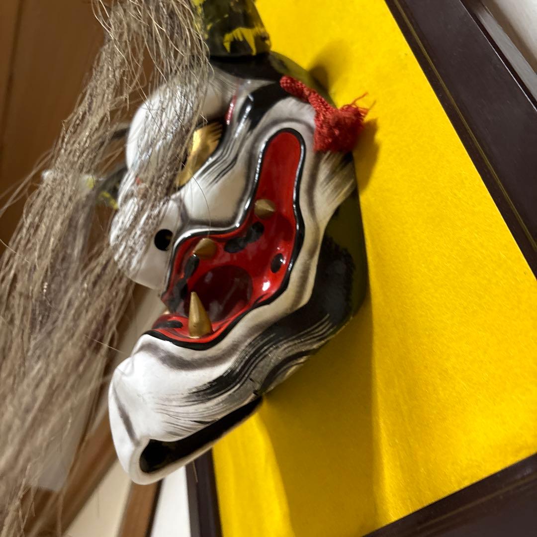 石見神楽面　般若　鬼　男　お面　能面　壁掛け　角　置物　レトロ　工芸品