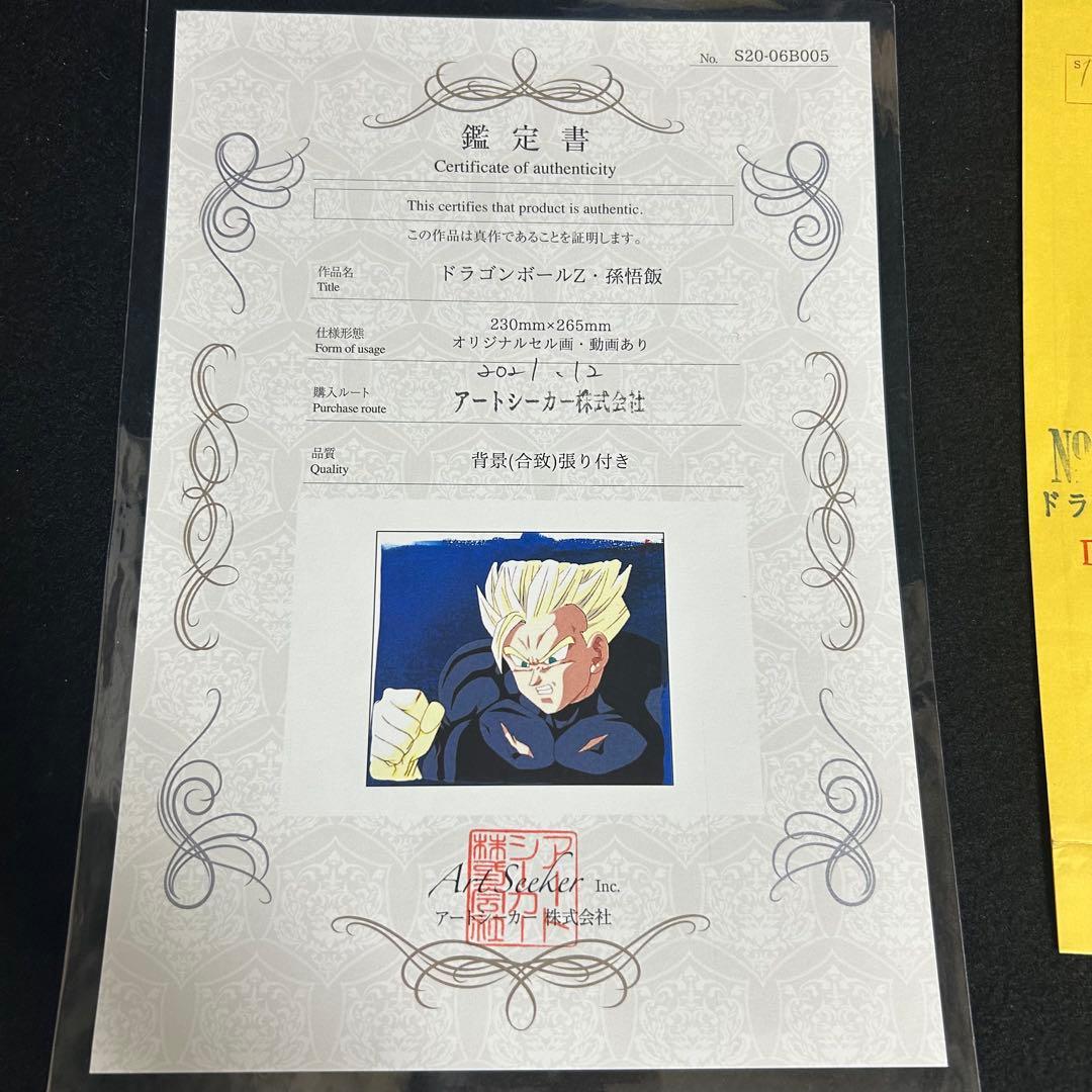 鑑定書付き ドラゴンボールZ セル画 孫悟飯 当時物 アニメ原画 一点物 背景