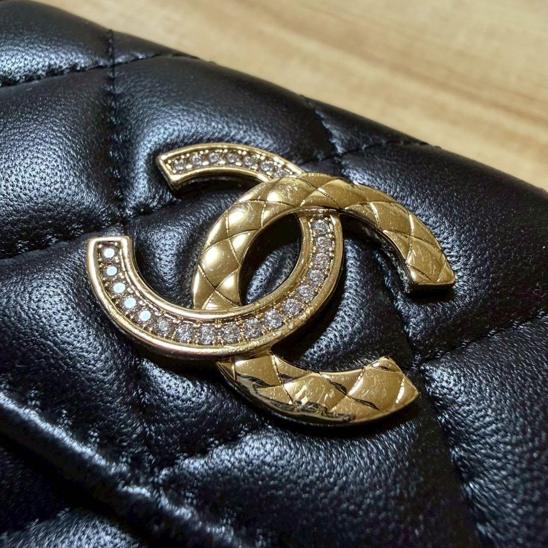 CHANEL シャネル ミニ財布 三つ折り財布 ラムスキン