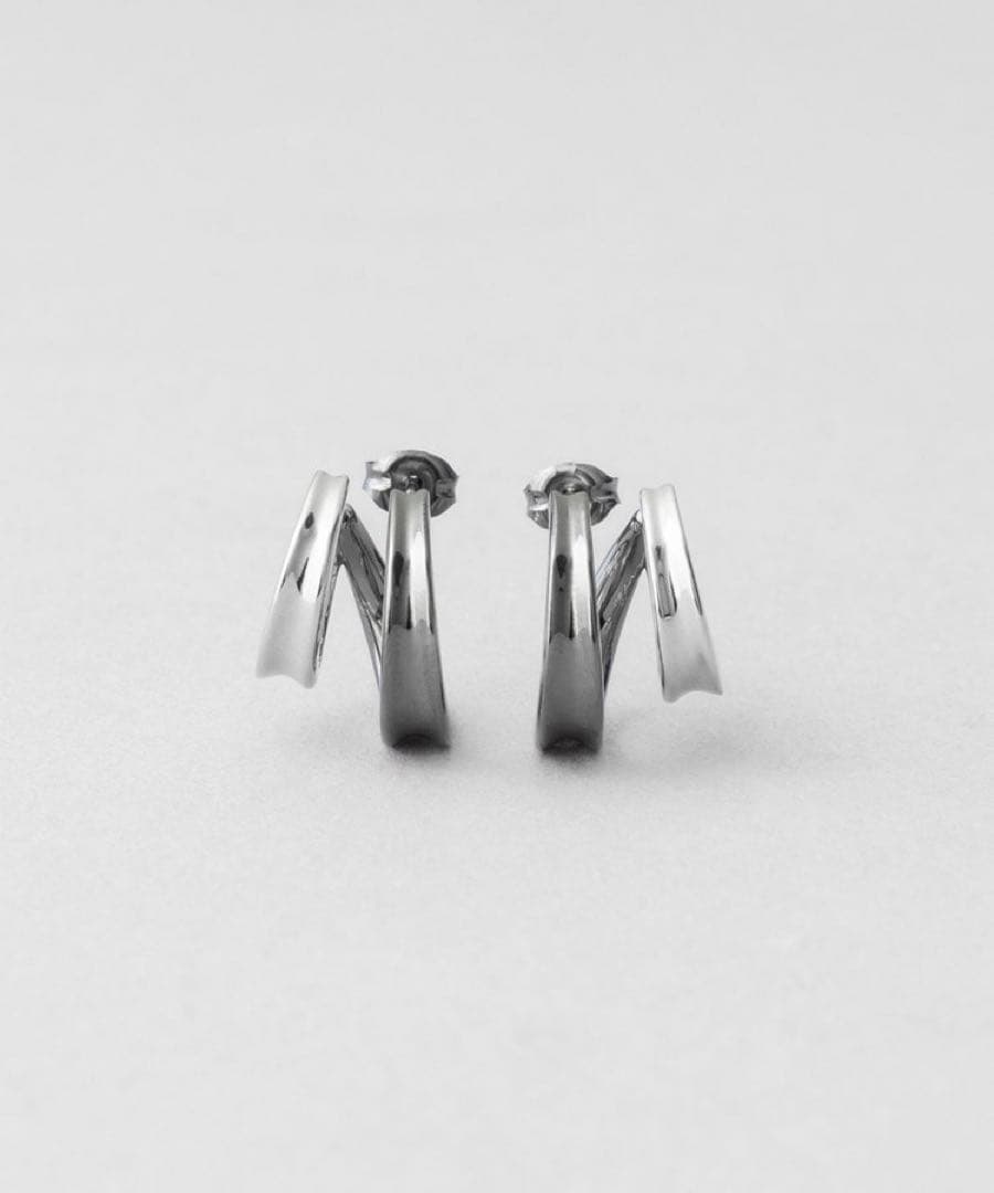 Jouete シルバー ブラック フープピアス