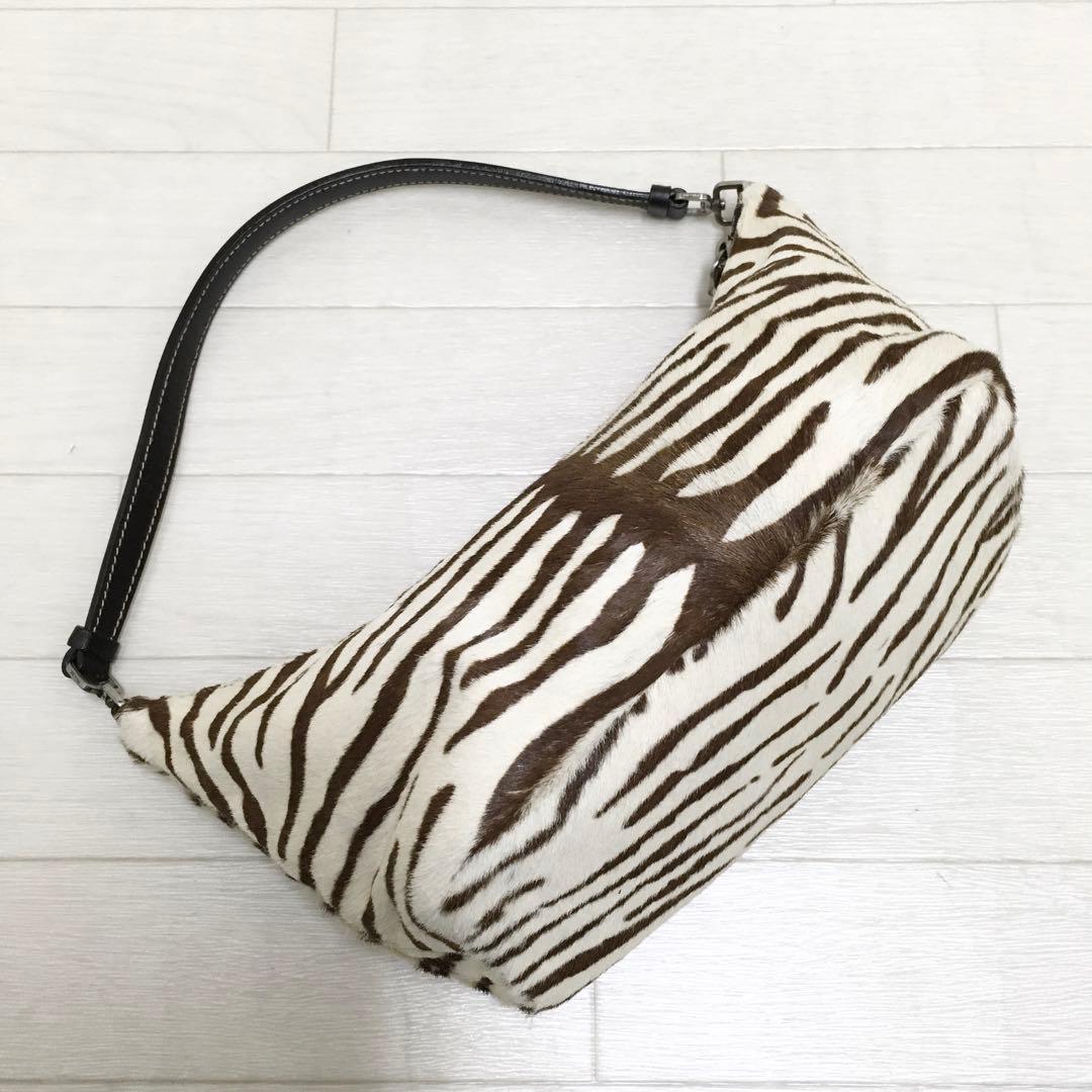 ☆超美品・白タグ付☆PRADA SIRIO ハラコ ゼブラ アクセサリーポーチ