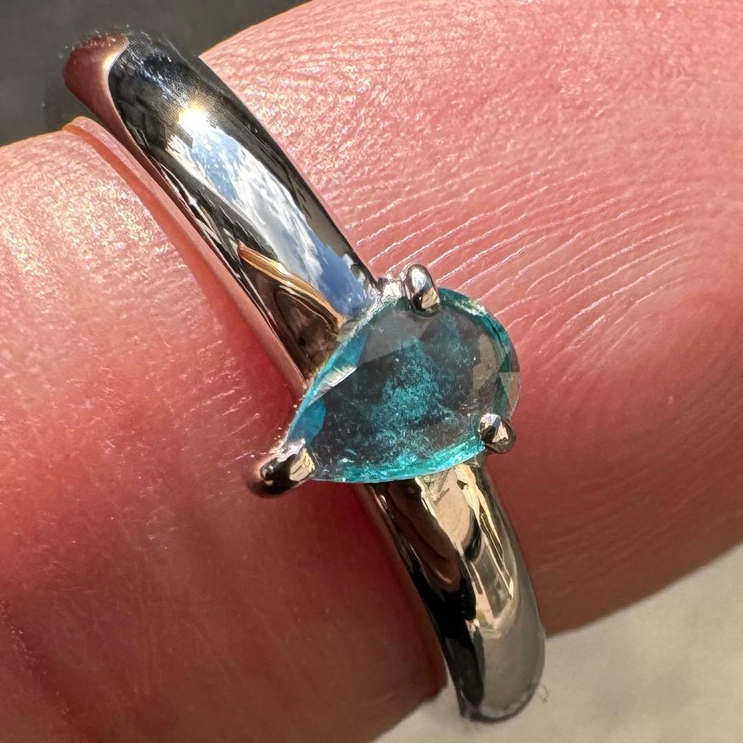 みぃ　パライバトルマリン　中宝研鑑別付0.140ct K10WGリング