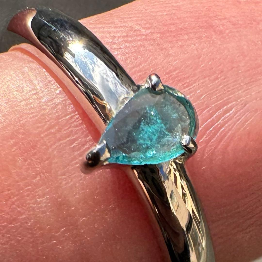 みぃ　パライバトルマリン　中宝研鑑別付0.140ct K10WGリング