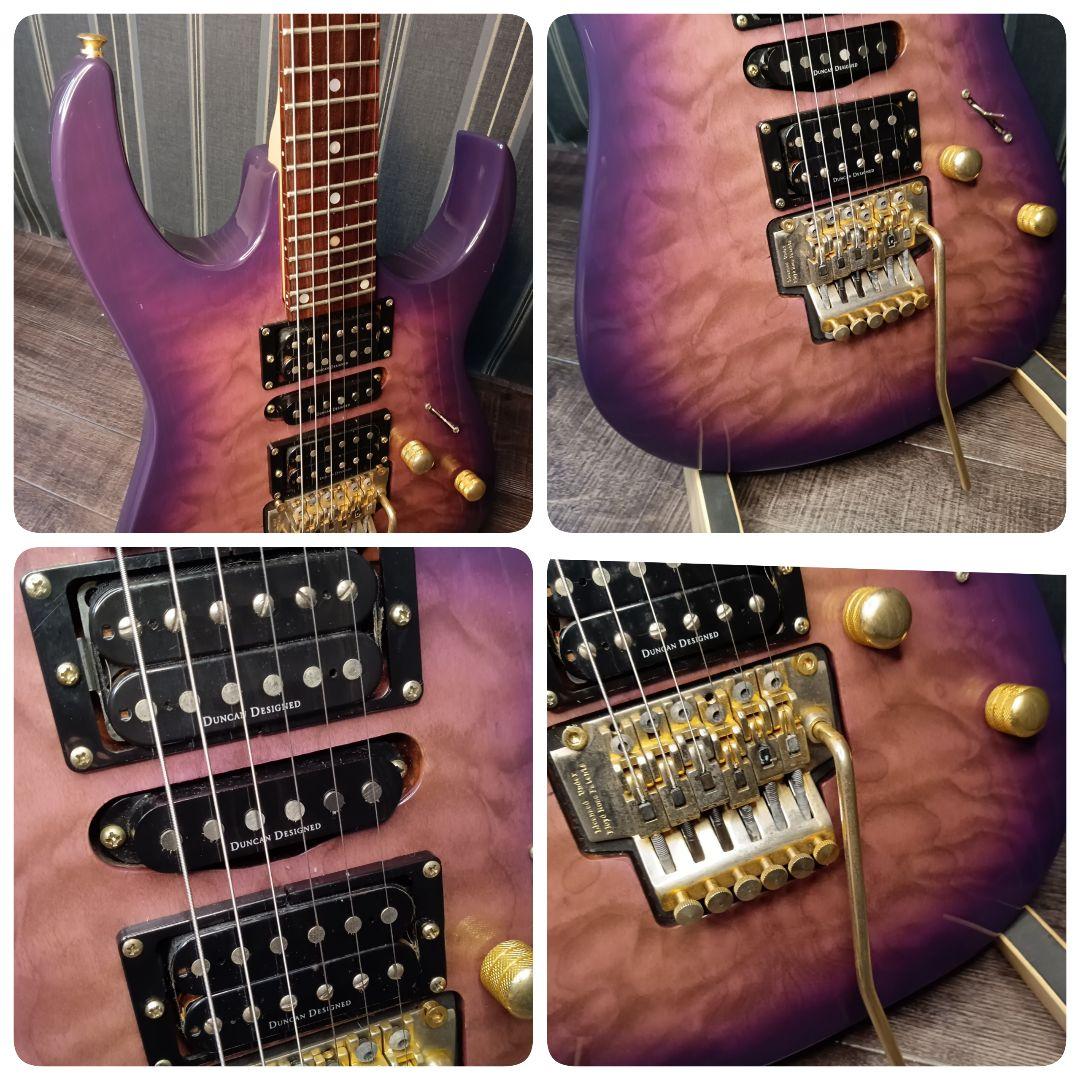 キルトメイプル パープル 紫 エレキギター ストラトキャスター Duncan