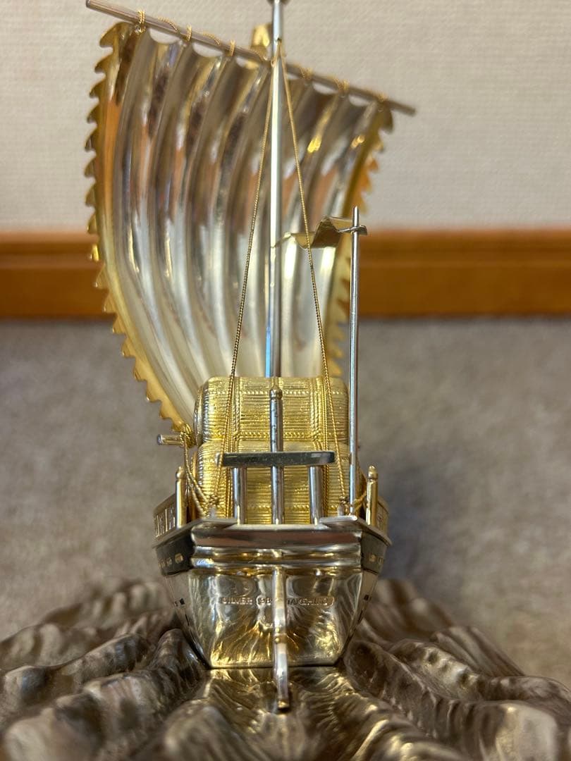 武比古 銀製 宝船 5号（房）銀船 置物 縁起物 ケース付き