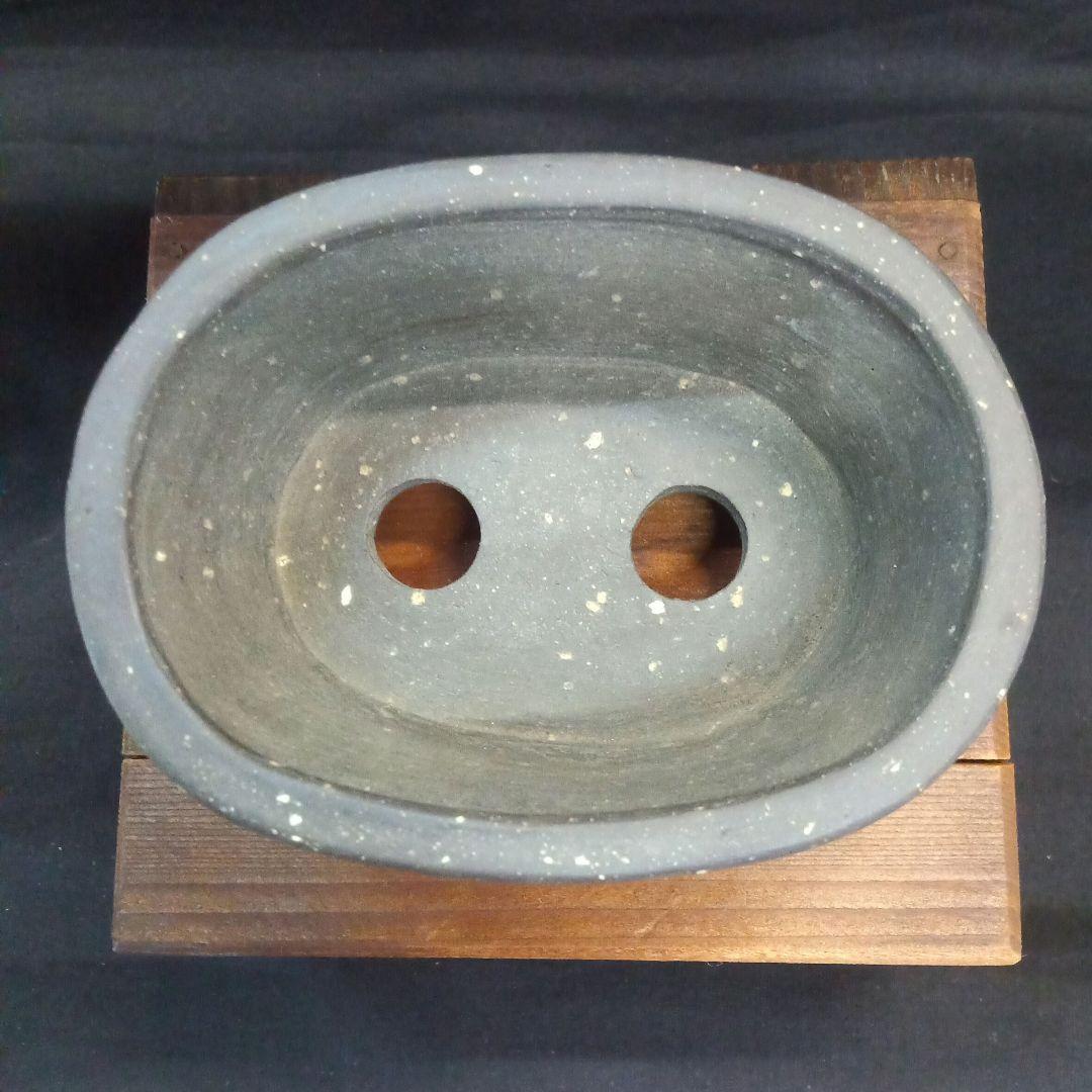 012.【陶翠】山水/楕円盆栽鉢/木箱付き