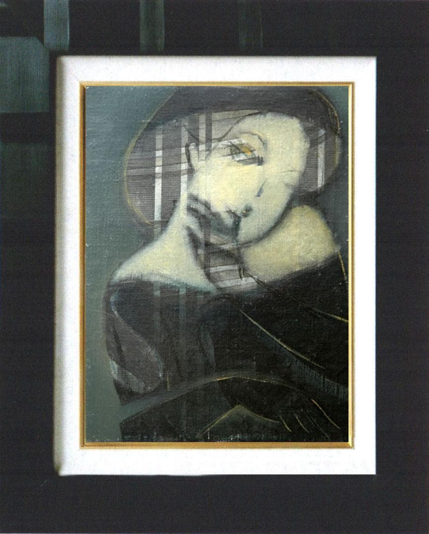 油絵 絵 絵画 インテリア 額付(黒) F4-052313 人物 女性像