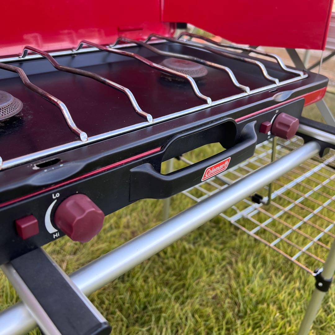 【美品】Coleman キッチン台　ツーバーナー　セット　コンロ　キャンプ