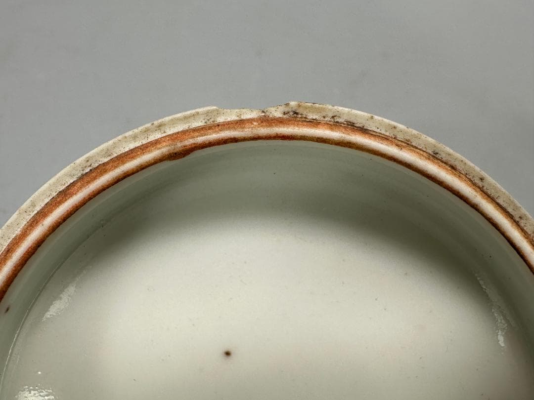 中国美術　清朝　清時代　大清康熙年製　青花人物図香合　染付　蓋物　時代　古物唐物