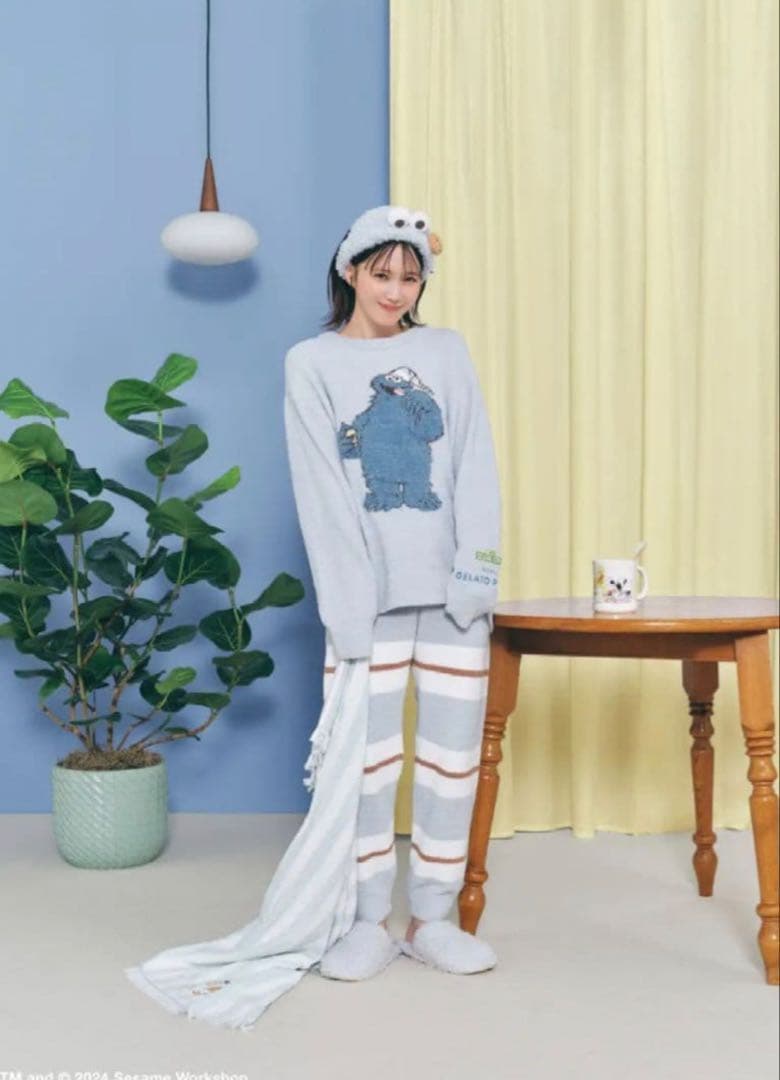 【美品】ジェラートピケ　セサミストリート クッキーモンスター ルームウェア