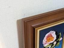 【真作】絵画　安倍英夫　油彩SM　寒椿　静物画　白陶花瓶に椿　X4