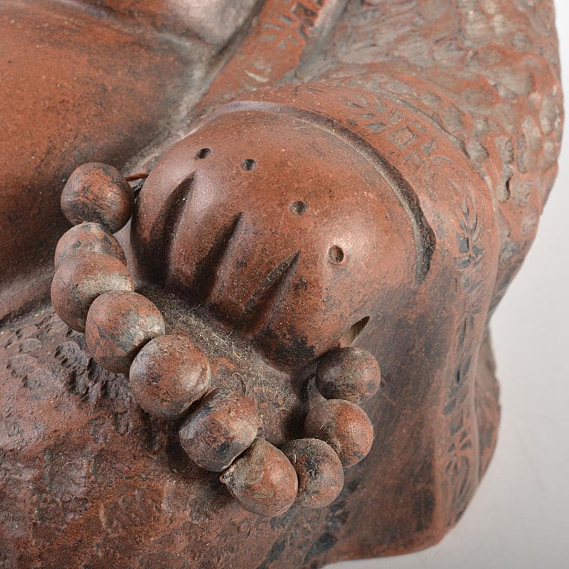 中国　紫砂　朱泥　布袋像　在銘　V　R7033E