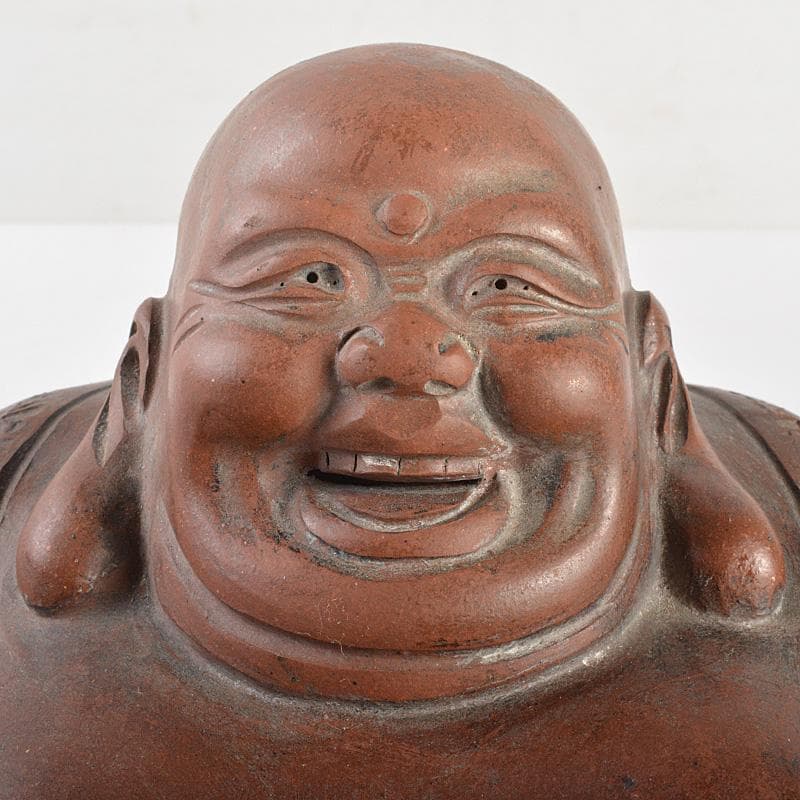 中国　紫砂　朱泥　布袋像　在銘　V　R7033E