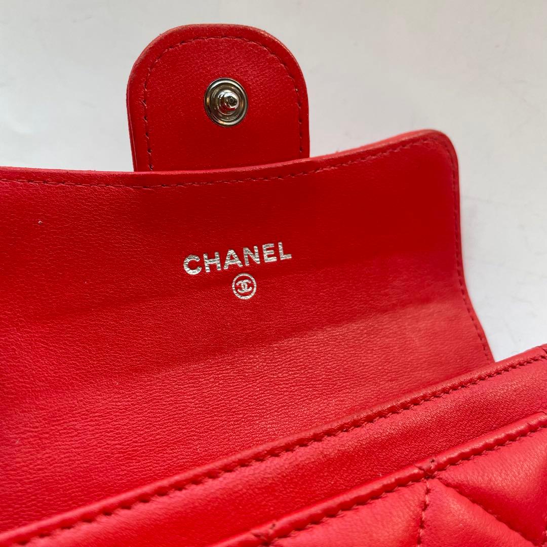 CHANEL マトラッセ ケース レッド ラムスキン フランス製 財布